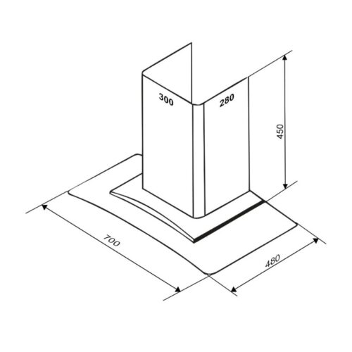 Kích thước máy hút mùi áp tường Canzy CZ DB70Q