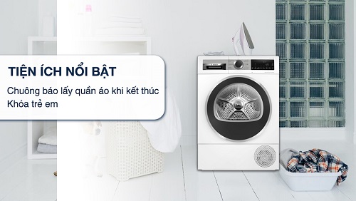 Tiện ích máy sấy bơm nhiệt Bosch 9 kg WQG24570SG