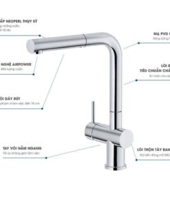 Chi tiết vòi rửa bát nóng lạnh Konox KN1337 có dây rút