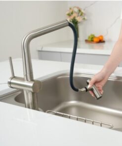 Dây rút vòi rửa bát nóng lạnh Konox Volta Nickel có dây rút