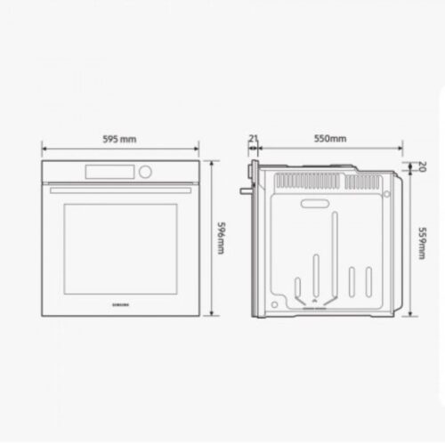 Kích thước lò nướng âm tủ 76 lít Samsung NV7B41201AS/SV