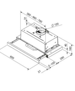Kích thước máy hút mùi âm tủ Samsung NK24M1030IS/UR