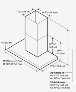 Kích thước máy hút mùi áp tường Samsung Bespoke NK36CB665WWHSV