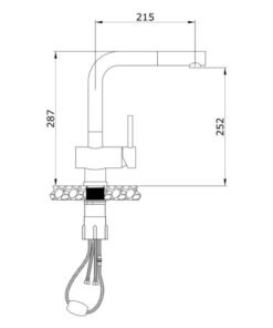 Kích thước vòi rửa bát nóng lạnh Konox KN1337 có dây rút