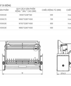 Kích thước giá bát di động Eurogold EUI304170