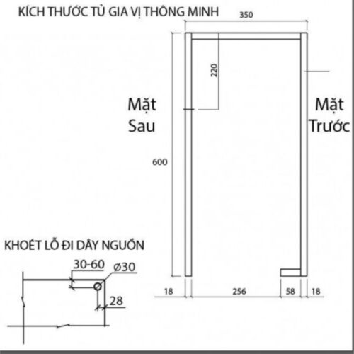 Kích thước giá gia vị điện Eurogold EMS3060