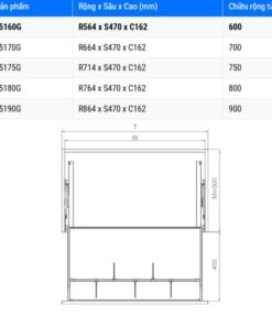 Kích thước giá xoong nồi Eurogold EUM5160G