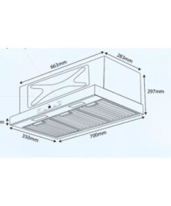 Kích thước máy hút mùi âm tủ Kocher Turbo X-350N