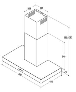Kích thước máy hút mùi áp tường Upscale P7 WALL MOUNT