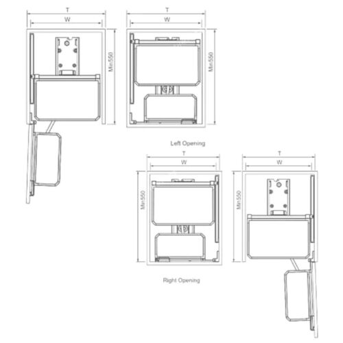 Kích thước tủ kho 6 tầng cánh mở Eurogold EUM6L450