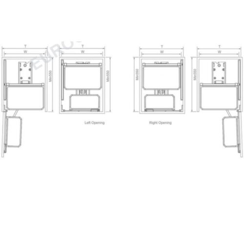 Kích thước tủ kho 6 tầng cánh mở Eurogold EUM6L450G