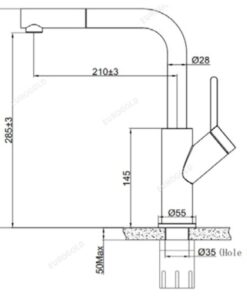 Kích thước vòi rửa bát nóng lạnh Eurogold EUF120BR