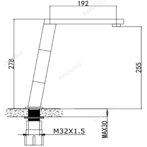 Vòi rửa bát nóng lạnh Eurogold EUF128D 5 Kích thước vòi rửa bát nóng lạnh Eurogold EUF128D