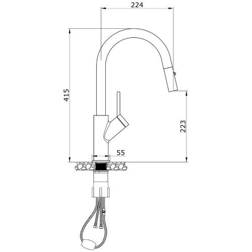 Vòi rửa bát nóng lạnh Eurogold EUF333CR 5 Kích thước vòi rửa bát nóng lạnh Eurogold EUF333CR