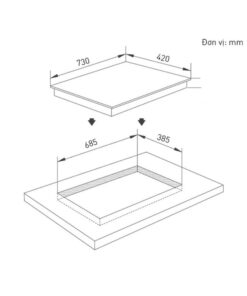 Kích thước bếp từ đôi Binova BI-1106JP lắp âm