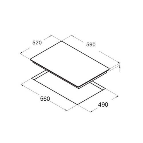 Kích thước bếp từ Binova 3 vùng nấu BI-3388GM lắp âm