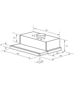 Kích thước máy hút mùi âm tủ Binova BI-28-W-09