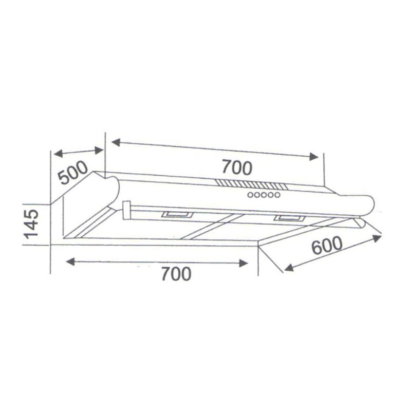 Máy hút mùi áp tường Binova BI-23-I-07 4 Kích thước máy hút mùi áp tường Binova BI-23-I-07