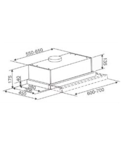 Kích thước máy hút mùi âm tủ Binova BI-28-B-06