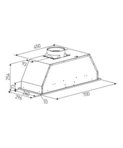 Kích thước máy hút mùi âm tủ Binova BI-28-AT-07
