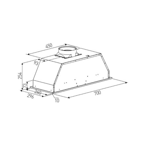 Kích thước máy hút mùi âm tủ Binova BI-28-AT-07