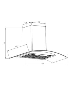 Kích thước máy hút mùi áp tường Binova BI-1700SH-70