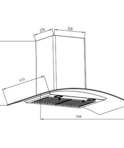 Kích thước máy hút mùi áp tường Binova BI-1900SH-70