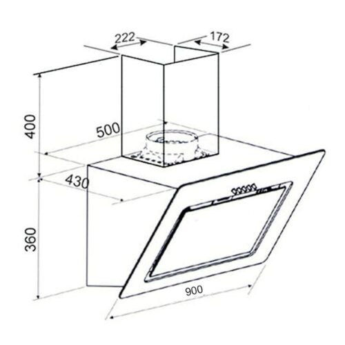 Kích thước máy hút mùi áp tường Binova BI-65-IG-09