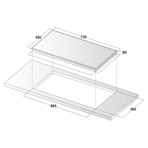 Kích thước bếp từ đôi Binova BI-202SP lắp âm