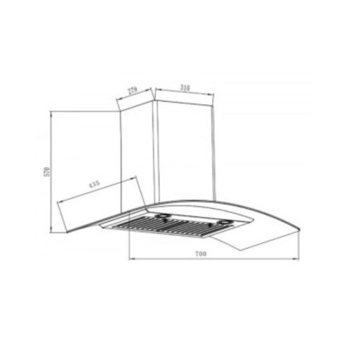 Máy hút mùi áp tường Binova BI-1800SH-70 5 Kích thước máy hút mùi áp tường Binova BI-1800SH-70