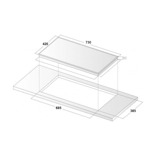 Kích thước bếp từ đôi Binova BI-307Plus lắp âm