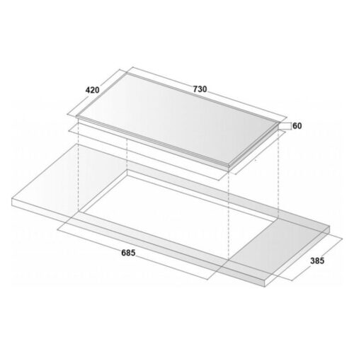 Kích thước bếp từ đôi Binova BI-368ID lắp âm