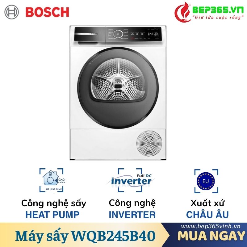 Máy sấy bơm nhiệt Bosch 9kg WQB245B40 Serie 8 3 Máy sấy bơm nhiệt Bosch 9kg WQB245B40 Serie 8