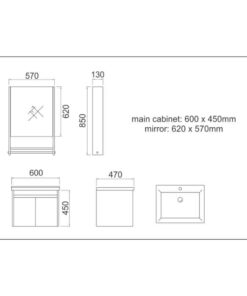 Kích thước bộ tủ chậu Gorlde GD-101