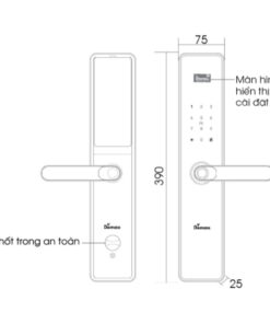 Kích thước khóa thông minh Demax SL-C622 AC APP WIFI