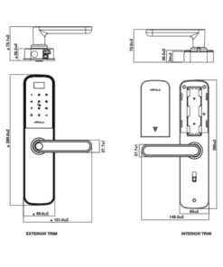 Kích thước khóa vân tay Hafele DL6100 912.20.582