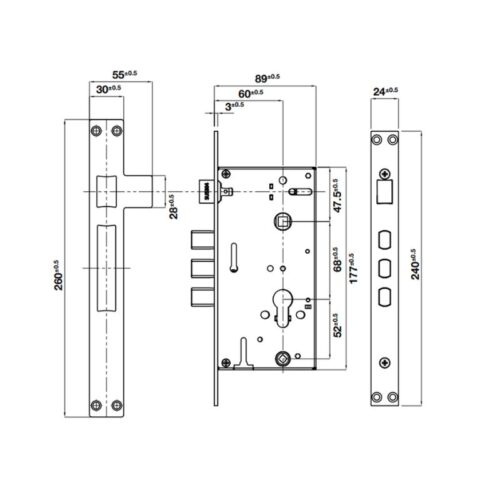 Kích thước lắp đặt khóa vân tay Hafele DL6100 912.20.582