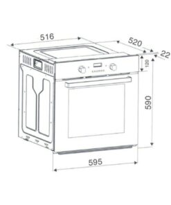 Kích thước lò nướng âm tủ 70L Binova BI-66-ISO-SS