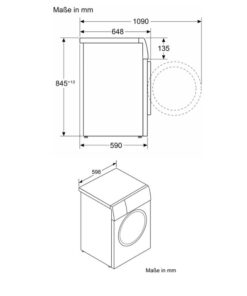 Kích thước máy giặt Bosch 10kg WGB2560X0 Serie 8