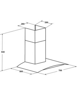 Kích thước máy hút mùi áp tường Binova BI-56-GT-07