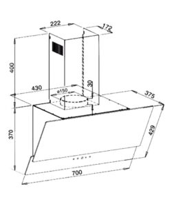 Kích thước máy hút mùi áp tường Binova BI-57-GT-07