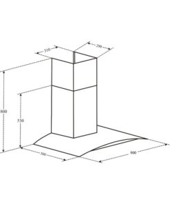 Kích thước máy hút mùi áp tường Binova BI-58-GT-09