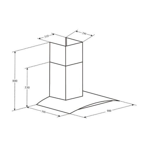 Kích thước máy hút mùi áp tường Binova BI-58-GT-09