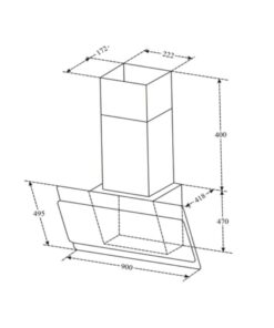 Kích thước máy hút mùi áp tường Binova BI-75-GT-09