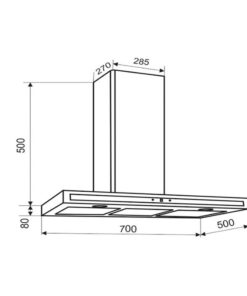 Kích thước máy hút mùi áp tường Faster Quatrolux 70SB