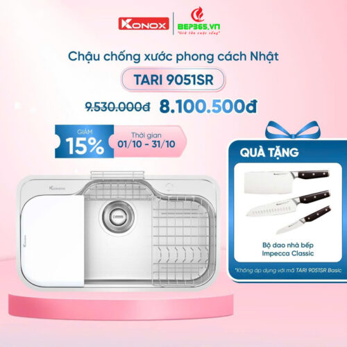 Khuyến mại chậu rửa bát inox 1 hố Konox TARI 9051SR