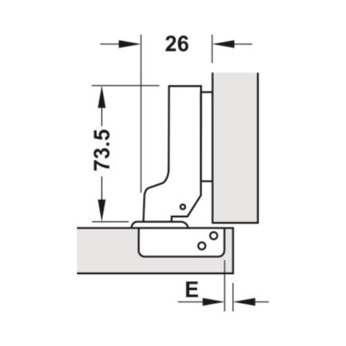 Kích thước bản lề trùm nửa Metalla SM DIY 110º Hafele 493.03.022