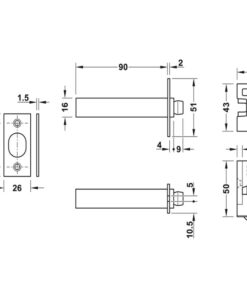 Kích thước chốt an toàn dạng xích Hafele 911.59.425