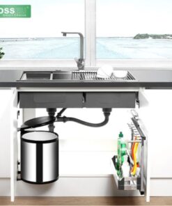Ảnh thực tế thùng rác tròn gắn cánh tủ bếp BossEU BS108R