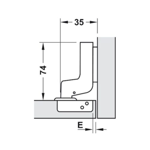 Kích thước bản lề lọt lòng Metalla SM 110° giảm chấn Hafele 315.06.752